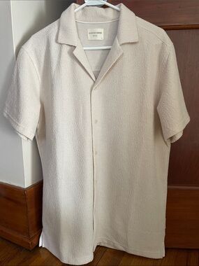 Reiss & Sons Cream Short-Sleeve Button Down Shirt